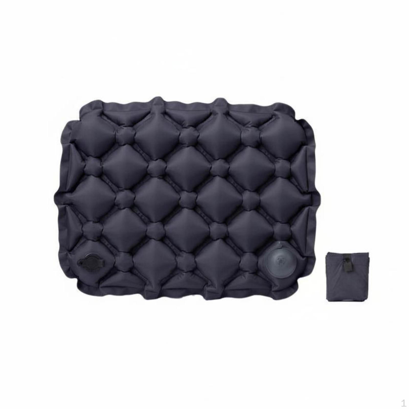 Quilted Inflatable Seat Pad Lightweight Cushion Press to Inflate Portable for Dark Gray