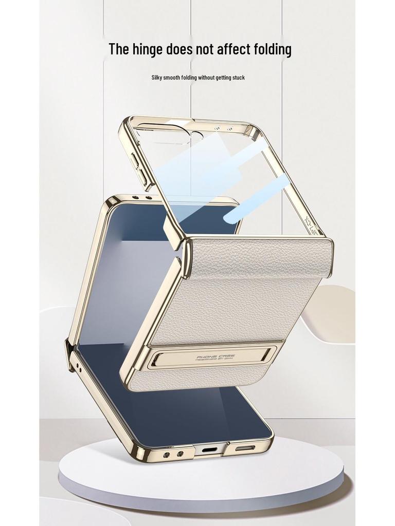 Samsung Galaxy Z Flip7 Magnetic Leather Full Coverage Case with Electroplated Hinge - GKK