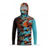 Mens Ice Silk Long Sleeve Fishing Shirt With Integrated Camo Face Cover Hood UPF50 Sun Protection Lightweight Quick Dry