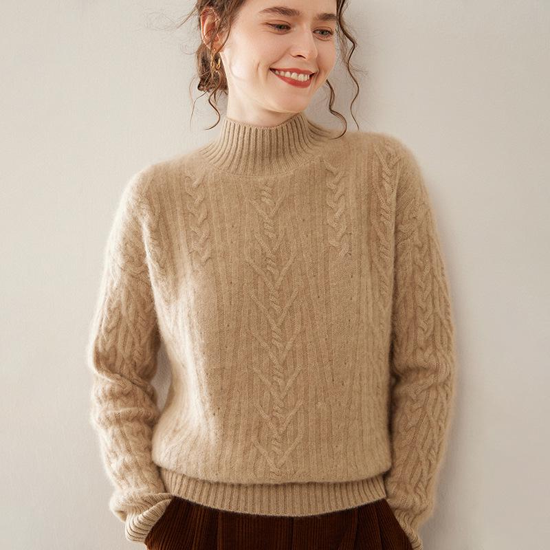 Retro Cable Knit Three-Ply Thickened Loose Pullover Sweater for Autumn and Winter
