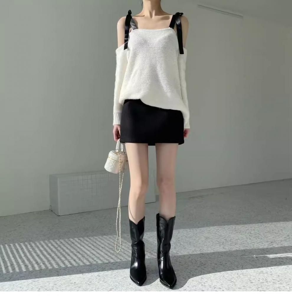 2025 High-Waisted Grey Wool A-Line Mini Skirt - Versatile Autumn/Winter Fashion, Anti-Exposure Design