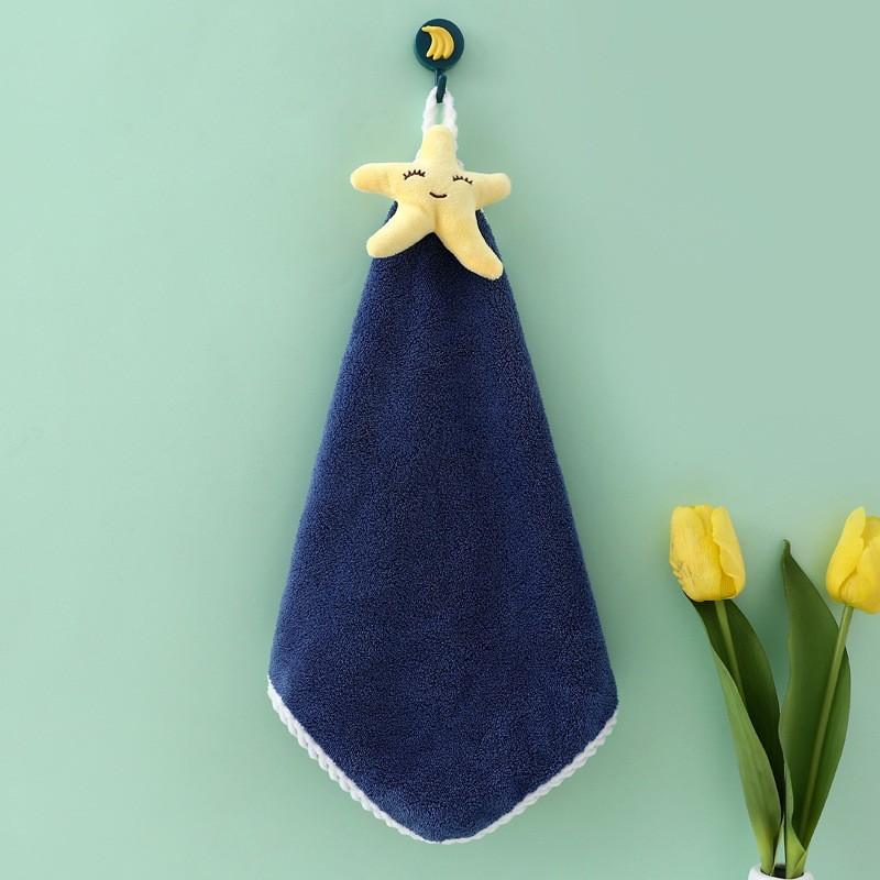 Kindergarten cartoon doll hand towel coral fleece thickened soft absorbent square towel kitchen hanging children's hair