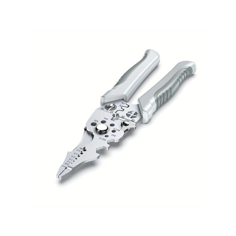 Heavy Duty Multi-Function Electrician Pliers - 8.5" Spring-Loaded with Tempered Steel Jaws for Stripping, Cutting & Crimping