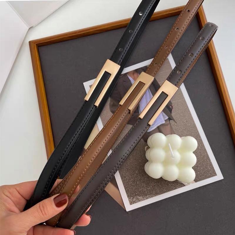Women Korean Able Thin Waist Strap Metal Accessories Basic Belt Women Casual Porous Adjustable  Belts