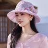 Bucket Hat Summer Visor Women Shopping Sun Hat Fashion Mom Organza Flower Breathable Sun Hat