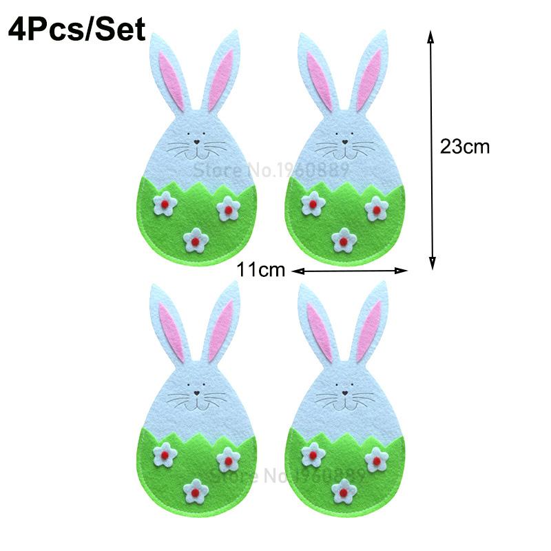 Easter Knife Fork Holder Pocket Carrot Rabbit Eggs Bunny Cutlery Bag for Easter Party Table Decor Tableware Cover Ornaments 2025
