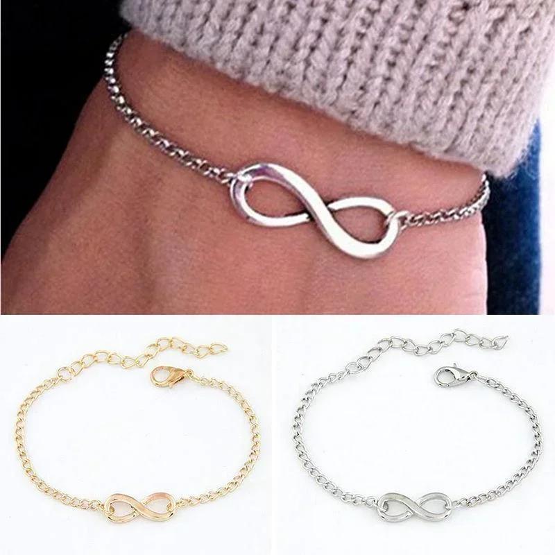 Bracelet de Mode Simple Caractère Infini Acier Titane Plaqué Or Rose Bracelets Accessoires de Bijouterie Pour Femmes Cadeau Créatif