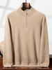 Eleganter Herren-Halbreißverschluss-Kaschmirpullover, einfarbige Strickware mit Stehkragen, Business Casual Pullover