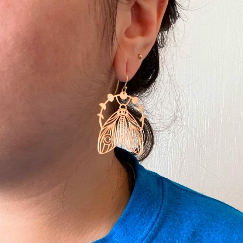 Gothic Moth Moon Phase Earrings – Witchy Gift for Him