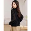Oudeifu Elegant Rhinestone Tie-Neck Blouse