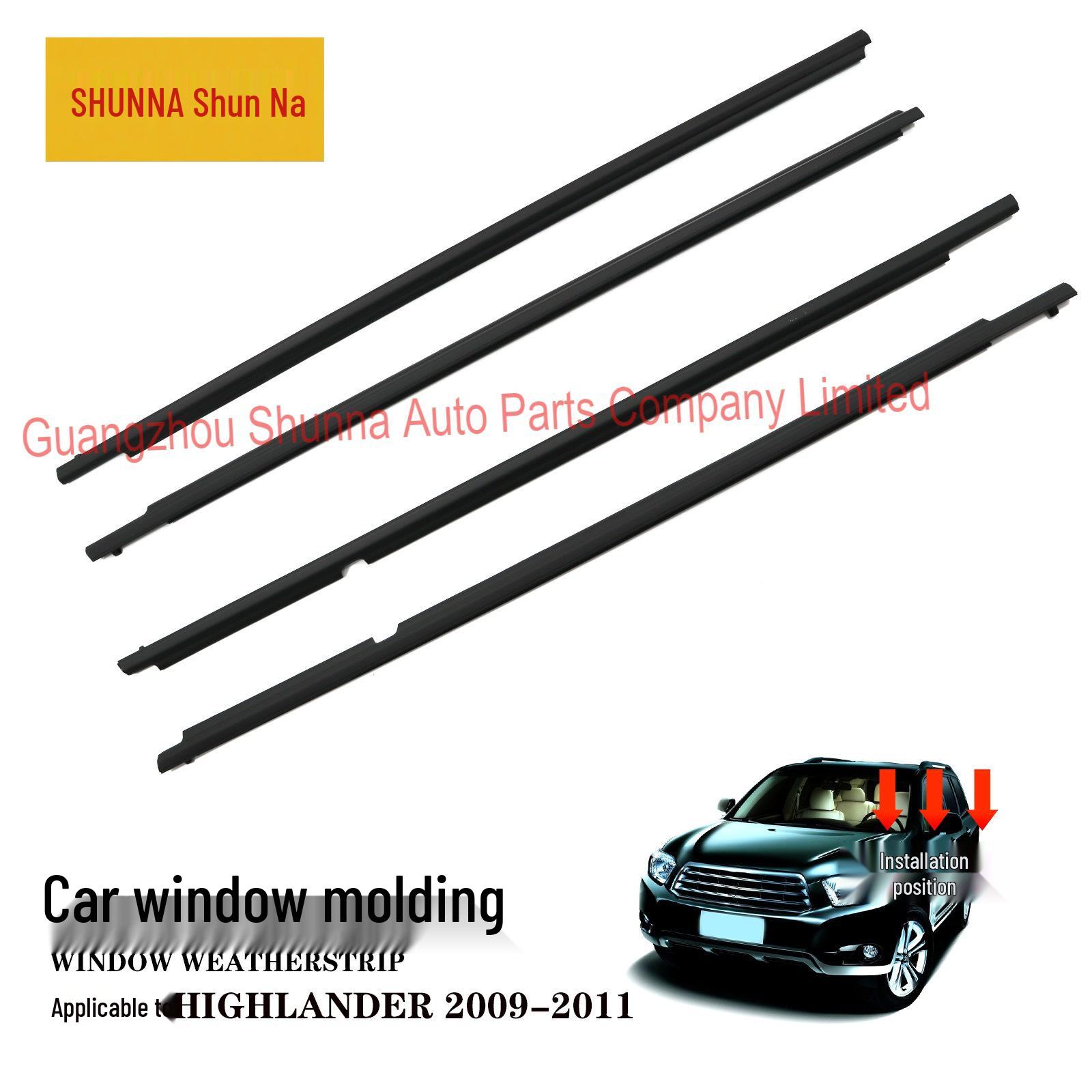 Highlander Car Door Glass Outer Weatherstrip, 75710-0E030/75730-0E030, for Toyota GZSN