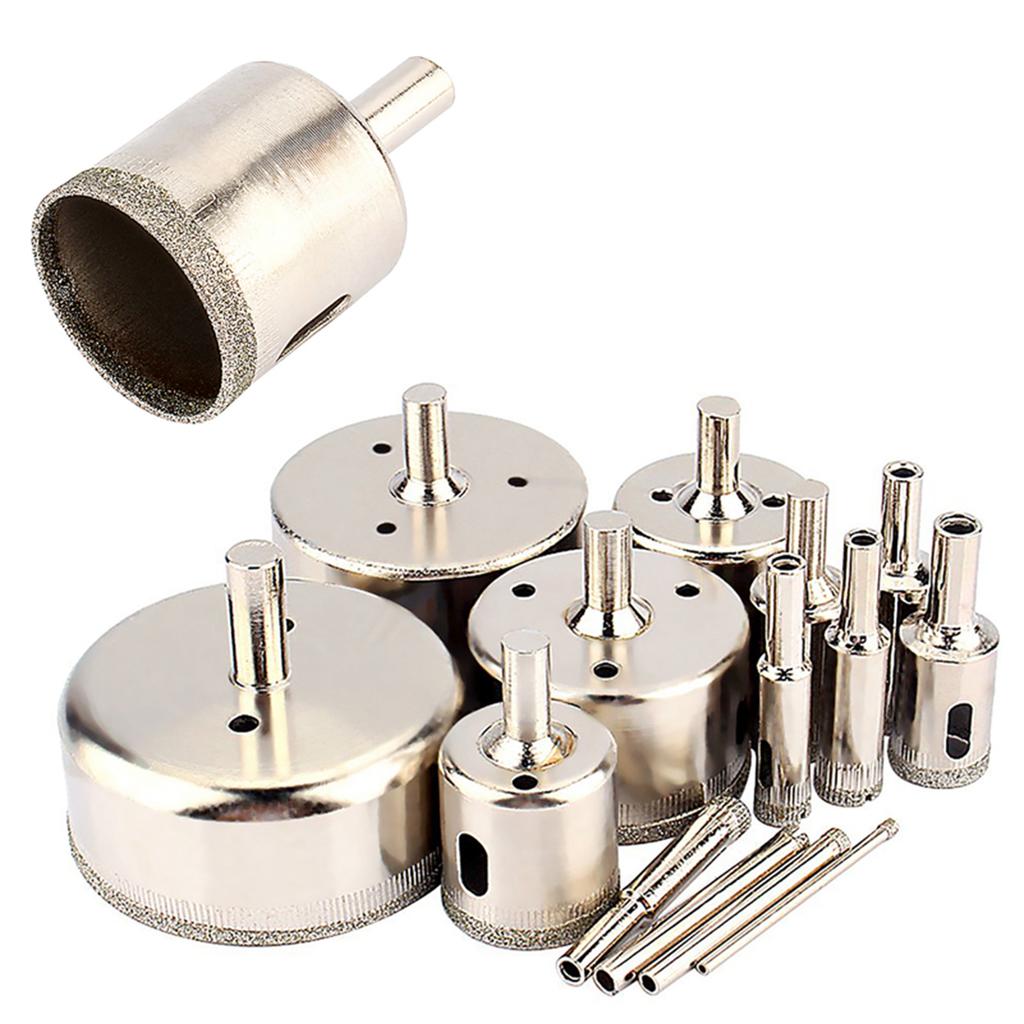 14Pcsset 3?70mm Diamond Coated Hole Saw Drill Bit Cutter for Glass Marble Tile