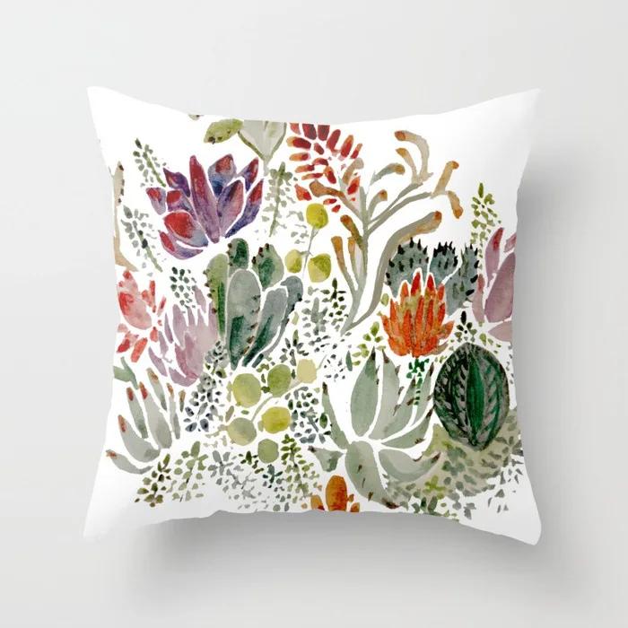 Nordic Style Tropical Plant Cactus Pattern Cushion Cover Sofa Car Office Pillowcase Home Decor
