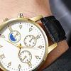 Men's Analog Quartz Watches Minimalist Three-Hand Watch Leather Strap Classic Business Watch for Fathers Husbands Gifts