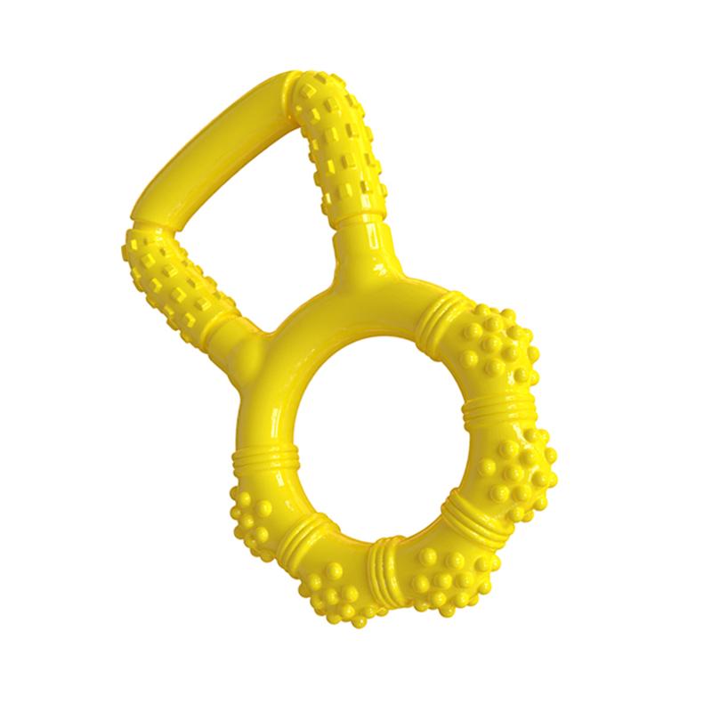 

Игрушка для собак с кольцом для жевания, зубная щетка для собак, устойчивая к укусам, забавная обучающая интерактивная игрушка для домашних животных, подходит для маленьких собак на открытом воздухе жёлтый