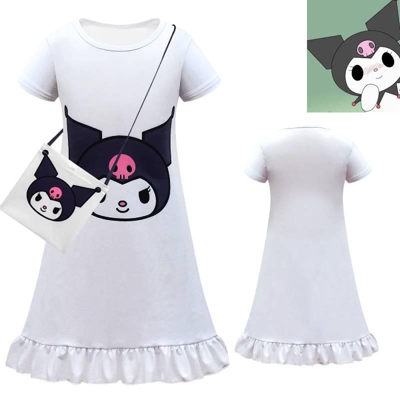 Children's Kurumi Dress European And American Style White Color Polyester Milk Silk Fabric