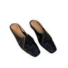 Sheepskin Version~ Retro Literature and Art Ins Fashion Weaving Lazy Person One Pedal Casual Sandals Outside Wearing Bag Head Half Slippers Women