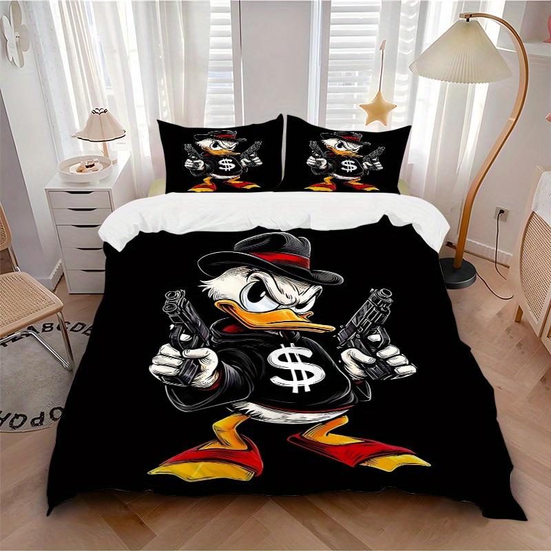 

3pcs set Donald Duck1pc of quilt cover+2pcs of pillowcase, no core, print bedding, All Seasons Bedroom Setting030 135x200cm