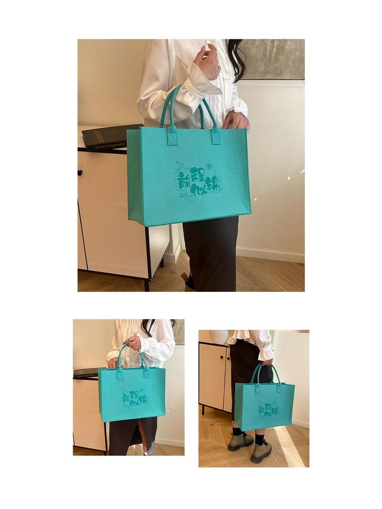 Eco-Friendly Logo Print Large Capacity Felt Tote Bag with Pattern