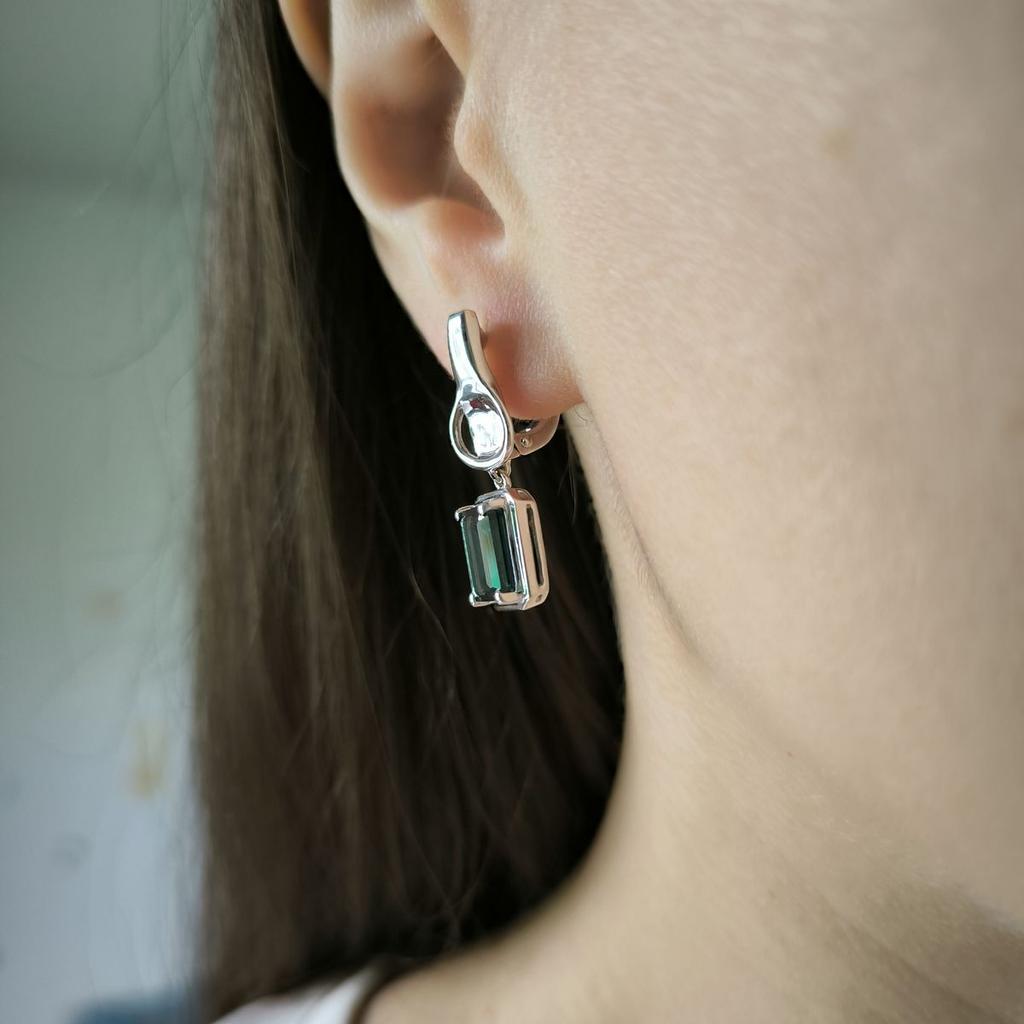 Серебряные серьги с топазом Лондон Блю 3.792ct (2188766)