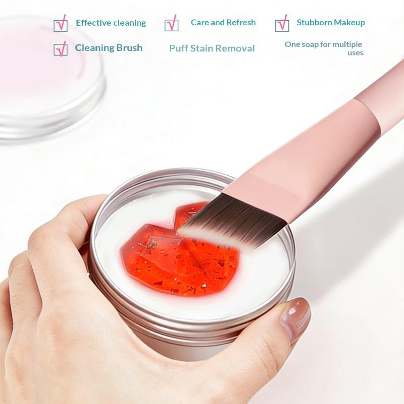 Herzförmige Reinigungsseife + Silikonpad, Make-up-Pinsel & Puderschwamm Reinigungsseife Beauty-Werkzeug & Puderschwamm Reinigungsseife