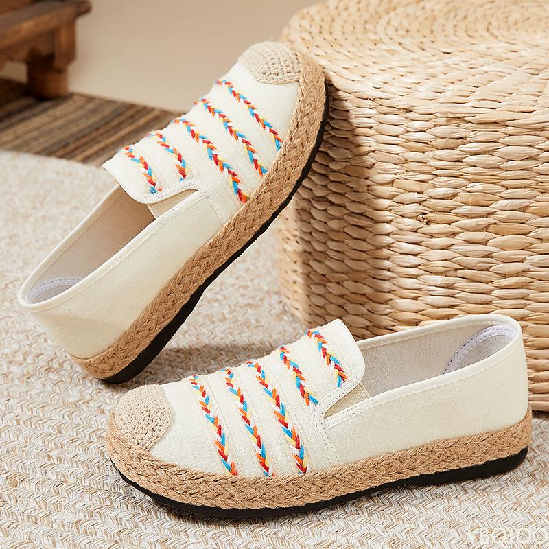 Ethnic Style Women's Single Shoe Casual Spring New Style Set Foot Design Soft Sole Shallow Mouth Women's Shoes Zapatos De Mujer