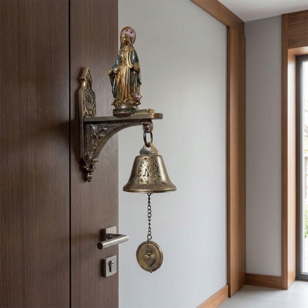 Metal Bell Medal Doorbell Religious Virgin Mary Statue Sturdy Durable Holy Resin Figure Chapel