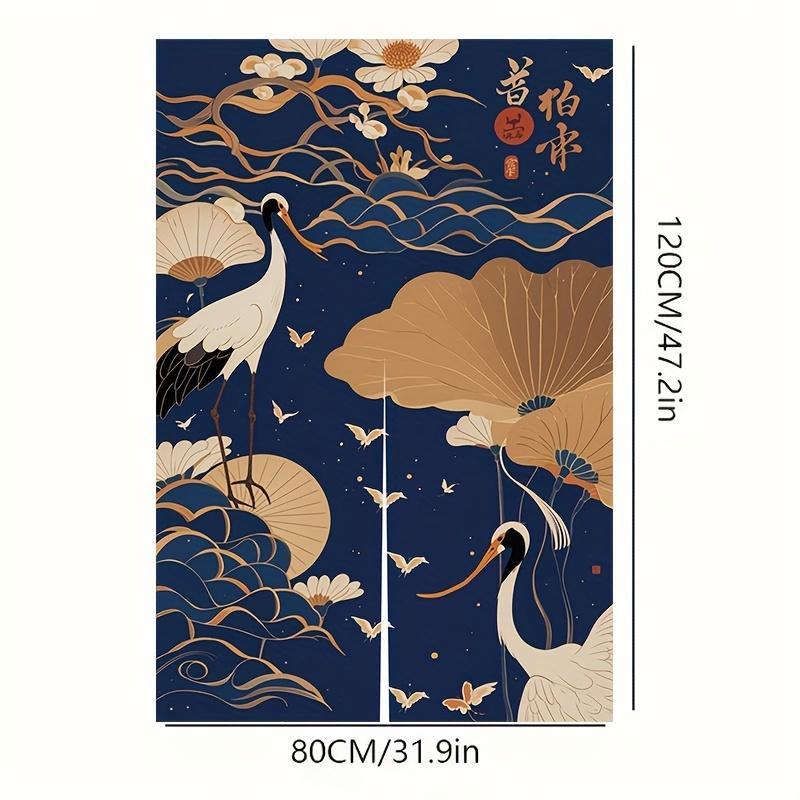 VIKAMA Chinese Zen-Inspired Door Curtain Fabric Room Divider Entranceway Screen Bedroom Privacy Curtain Home Decoration