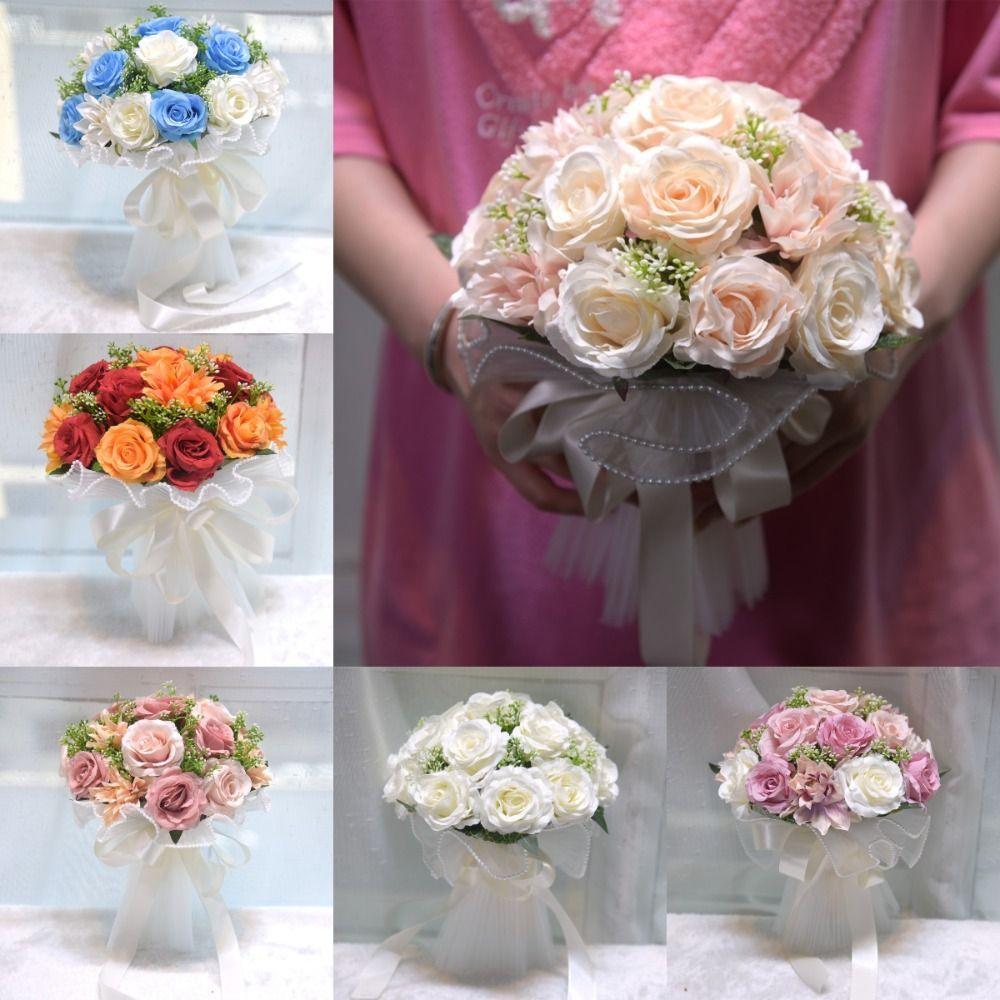 Se hedvábnou stuhou Svatební kytice Kytice umělých květin pro svatební obřad Výročí