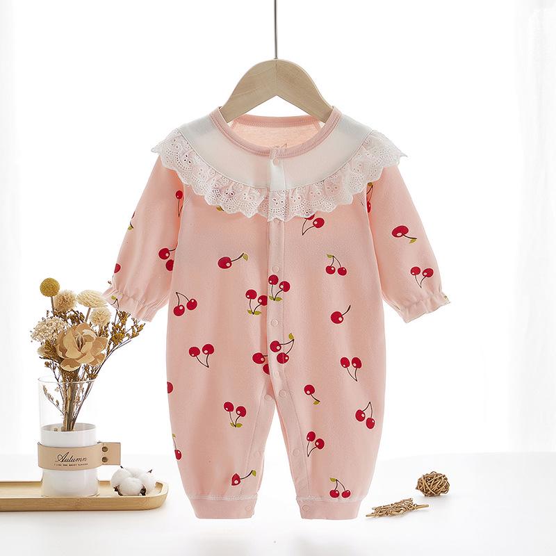 Newborn Baby Girl Romper - Pure Cotton, Boneless Design, Cute Princess Style for Autumn & Spring