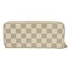 Used 12564 Portefeiulle Clemence N61264 7940 Logo Ivory Zip Around Damier Azur Rose Ballerine for Women from Japan