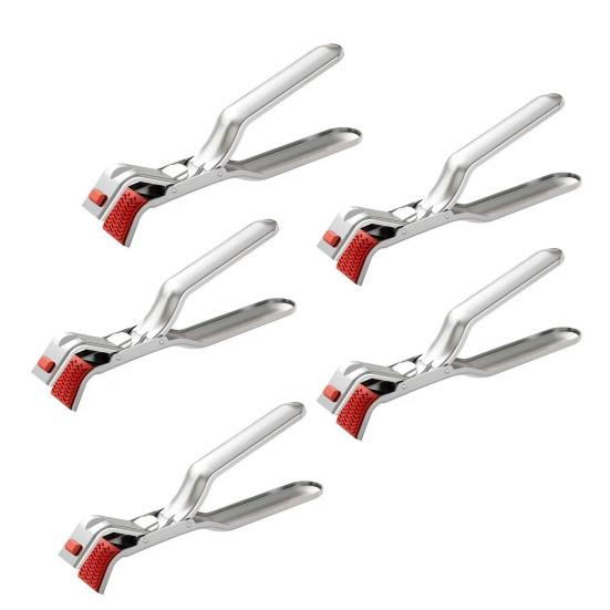 Anti-Scald Dish Clip Stainless Steel Bowl Clip Hot Pan Gripper Tongs Heat Resistant Kitchen Utensil for Bowls Pans Dishes