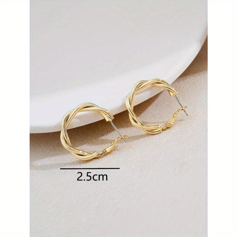 1 Pair Luxury Metal Round Circle Hoop Earrings, Simple & Elegant Design for Women Everyday Wear