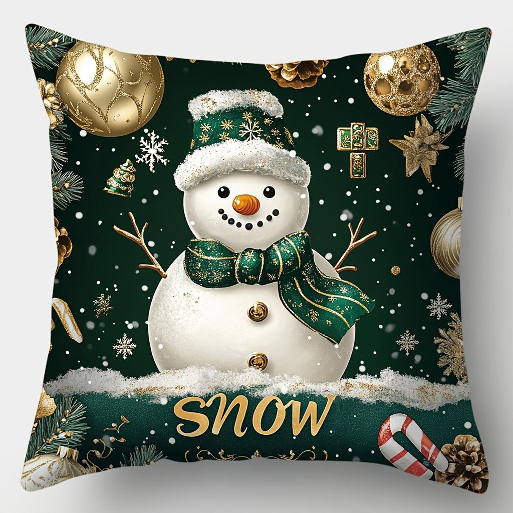 Festive Christmas & New Year Pillowcases: Snowman, Santa, Deer, and Joy Designs Sofa Cushion Cover New Year Home Room Decoration