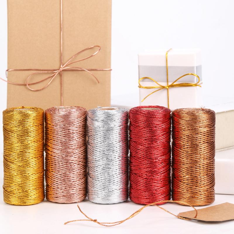 100M/Roll Rope Gold Polyester Twine Silver Macrame Cord Crafts Thread Sewing DIY String Gift Packaging Rope 1.5MMx100M