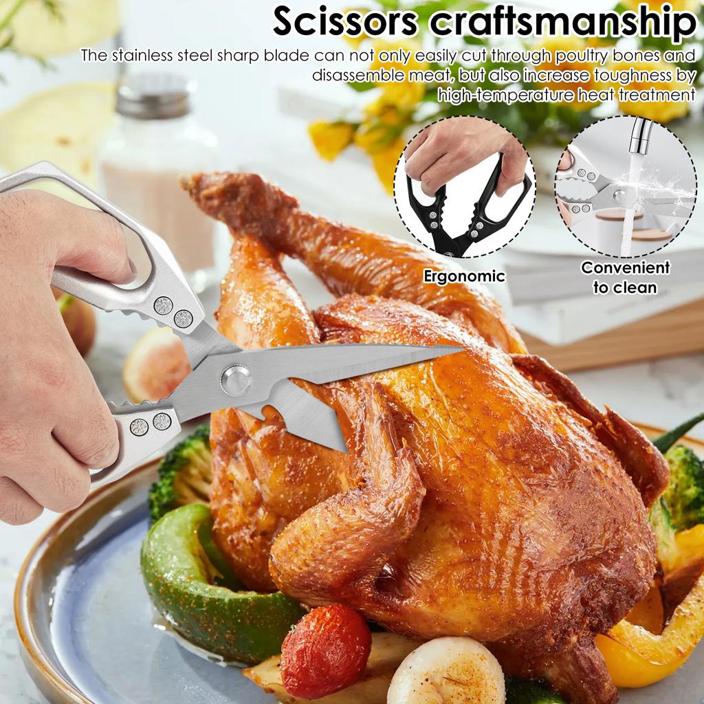 1/2/3Pcs Kitchen Scissors Ergonomic Stainless Steel Scissors Multi-Purpose Chicken Bone Fish Vegetable Meat Scissors for Cooking