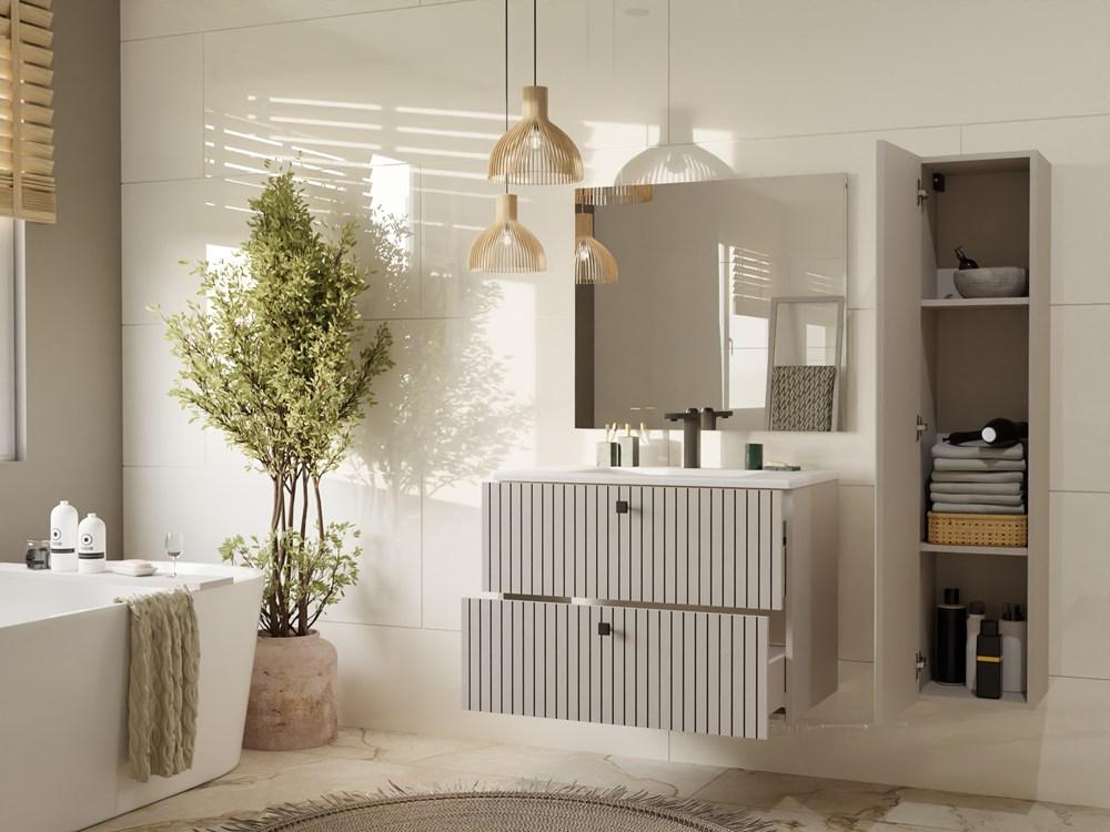Szafka Pod Umywalkę Tigo 80 2S Kaszmir 2 Szuflady Ryflowany Front Wisząca