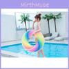 Thick Adult Rainbow Inflatable Swim Ring For Water Sports With Eco-friendly Pvc Material