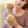 Mittens Fingerless Soft Stretch Gloves Faux Rabbit Hair Gloves Women Girls Winter Warm Gloves Warm Knitted Half-finger Glove