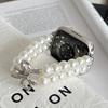 Compatible Bowknot Pearl Elastic Beaded Strap for Apple Watch 10/9/8/7/SE