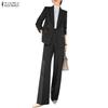ZANZEA Ensembles tailleur deux pièces décontractés pour femmes avec blazer à manches longues et pantalon