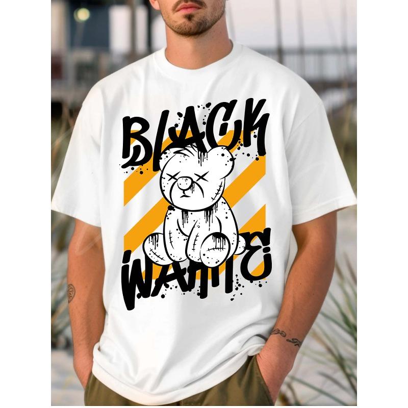 Европейские размеры Мужская городская белая футболка:    Черный Разыскивается  Современный Художественный Стиль S