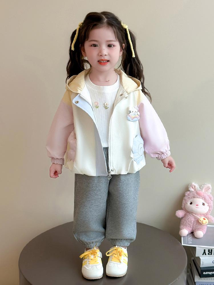 2025 Girls' Hooded Fashion Outerwear: Trendy Macaron Coat for Spring & Autumn