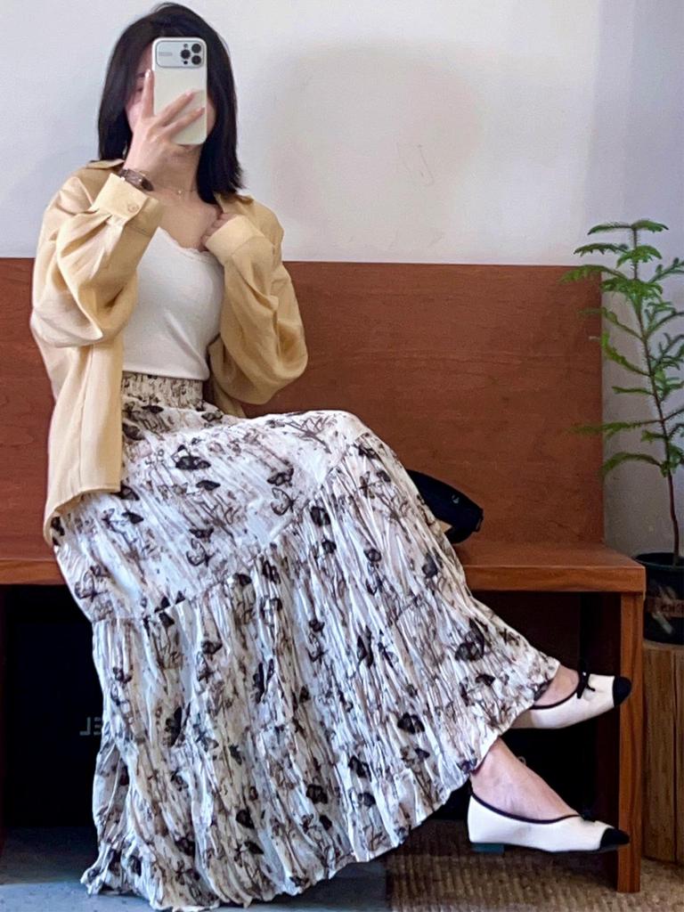 2024 French Retro Floral Pleated High-Waist Maxi Chiffon Skirt