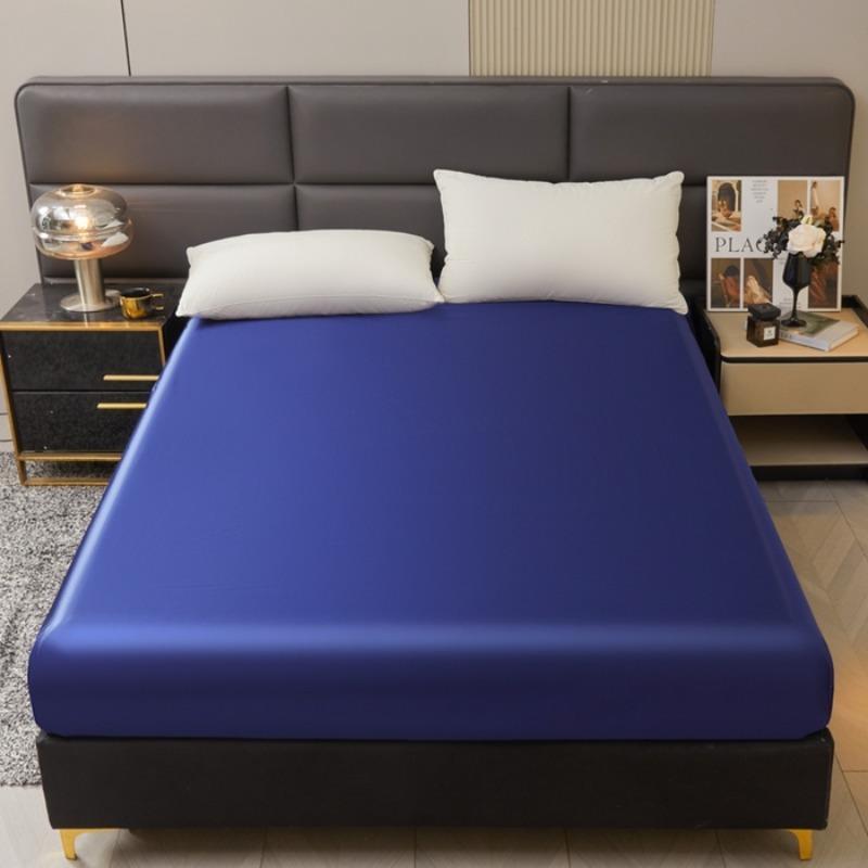 

new solid color skin-friendly cotton satin waterproof mattress serie without pillowcase household mattress protective cover 120x200cm 1pcs темно-синього кольору