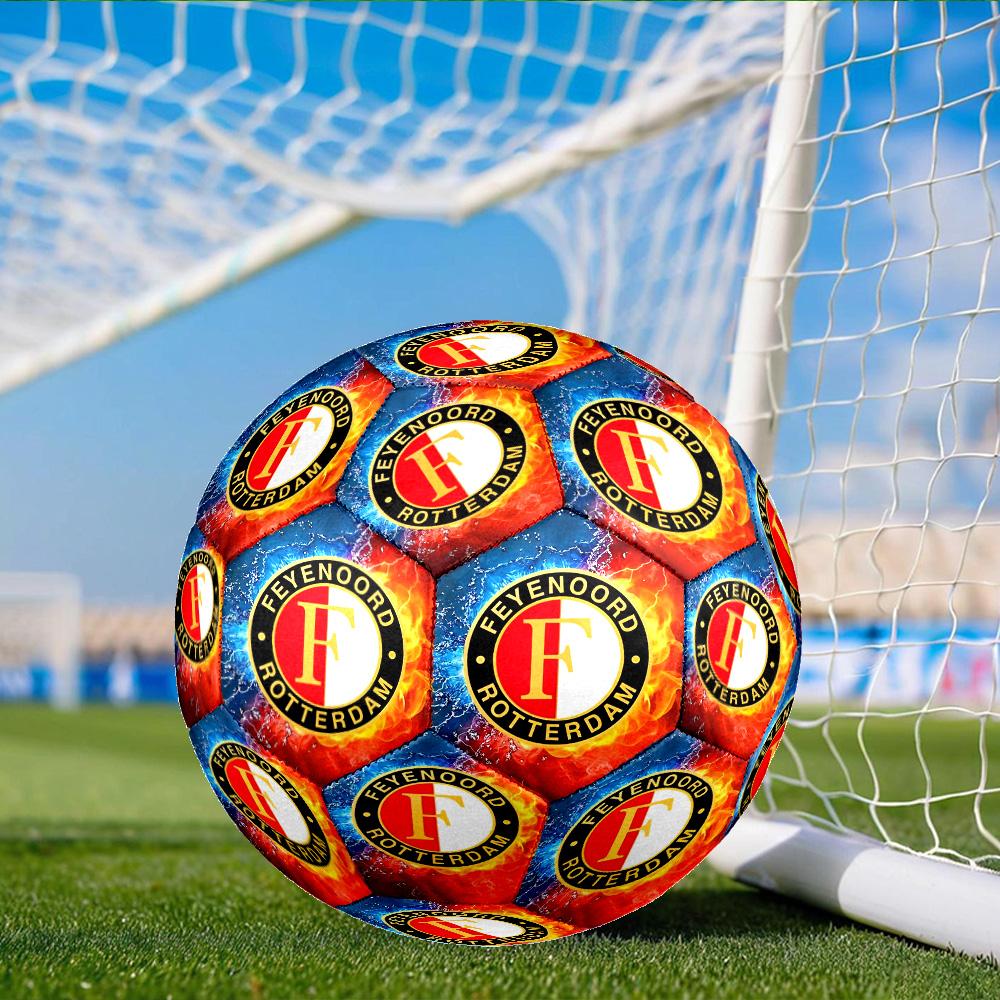Feyenoord Rotterdam Flames And Water Size 5 Soccer Ball, Suitable for Training and Matches, High-Elasticity, Wear-Resistant Material Gift for Fan