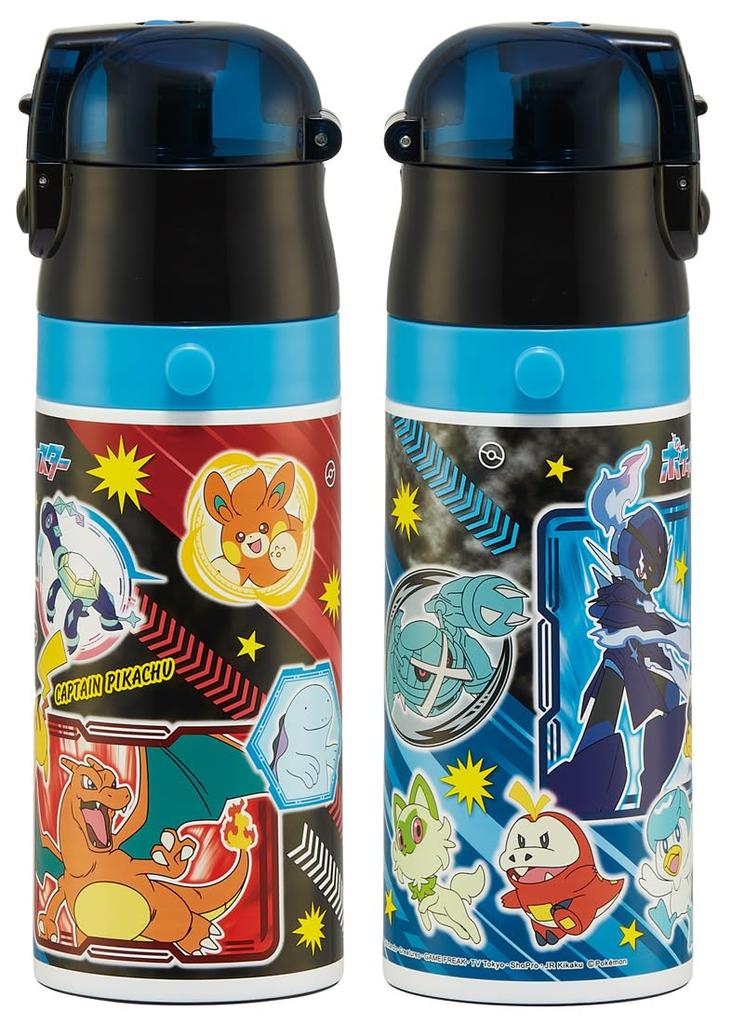 Pokémon SKDC3 Skater 24 Stainless Steel Water Bottle, Ultra-Lightweight, 2-Way, Direct Drinking, with Cup, Pokémon Character Water Bottle
