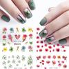4Pcs Nail Art Slider Black Green Leaves Colorful Flowers Butterfly Spring Summer Nail Simple Designs Nail Art Stickers