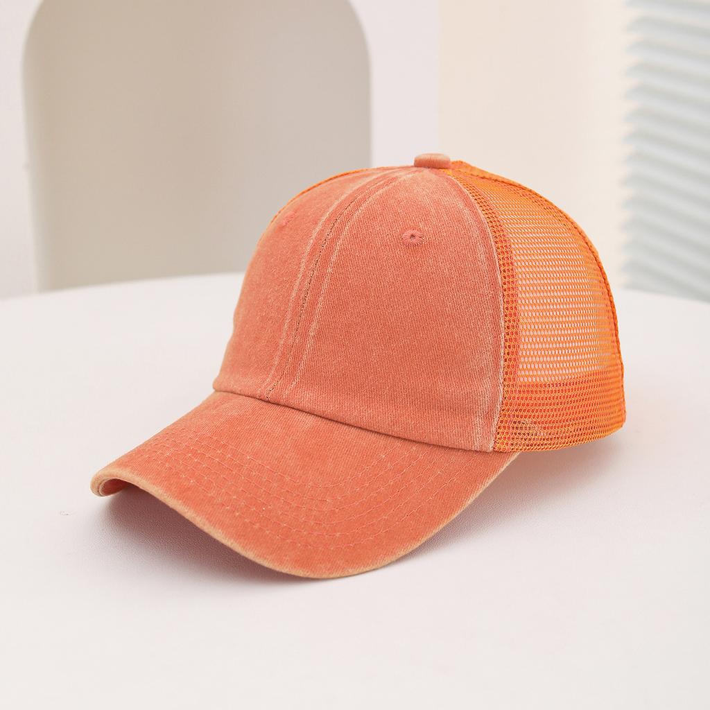 Casual Water-washed Mesh Baseball Cap, Adjustable Curved Brim Baseball Cap, Summer Sweat-absorbing and Breathable Sun Hat