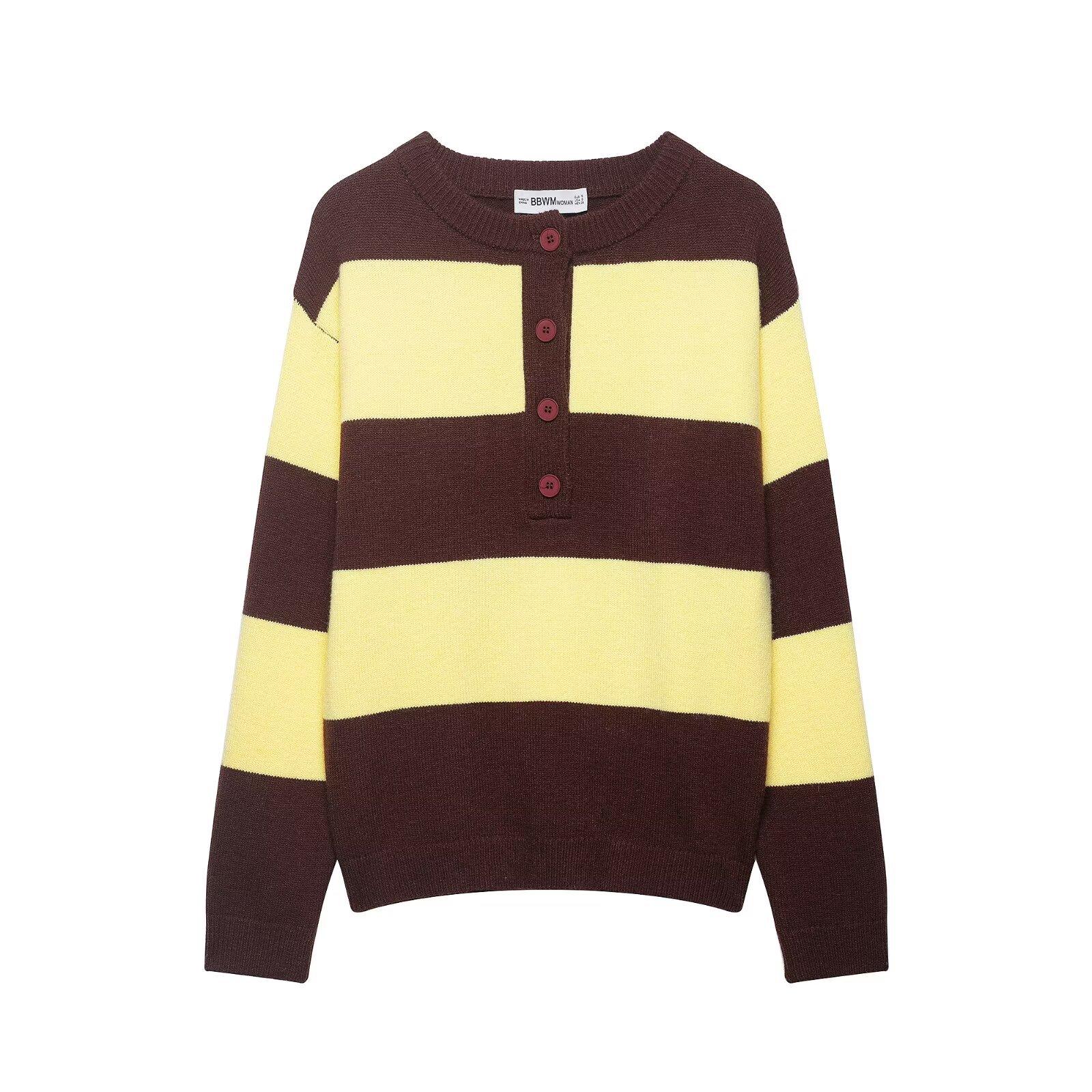European and American style, new women s clothing, foreign style, fashionable, casual, versatile, striped knitted sweater S